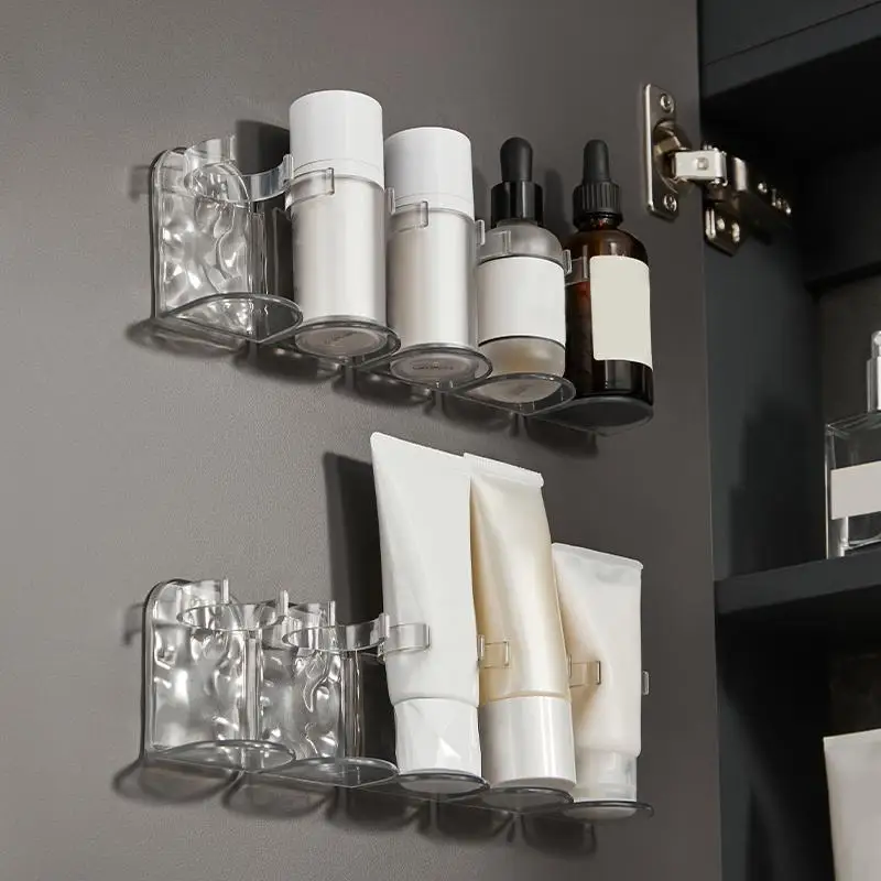 Plastic Wall-Mounted Row Rack Toothbrush Stand Rack Organizer Bathroom Cosmetic No-Punch Wall Mounted Plastic Stand