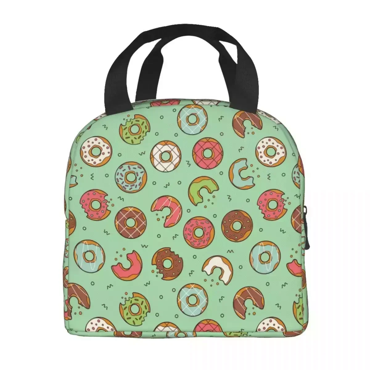 

2024 New Sweet Donuts Doughnuts Lunch Boxes For Oily Cakes Pattern Cooler Thermal Food Insulated Lunch Bag Kids School Children