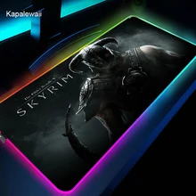 O elder scrolls v skyrim mouse pad rgb mousepad teclado tapete de jogos backlit esteira computador computador pc gamer mausepad tapete de mesa