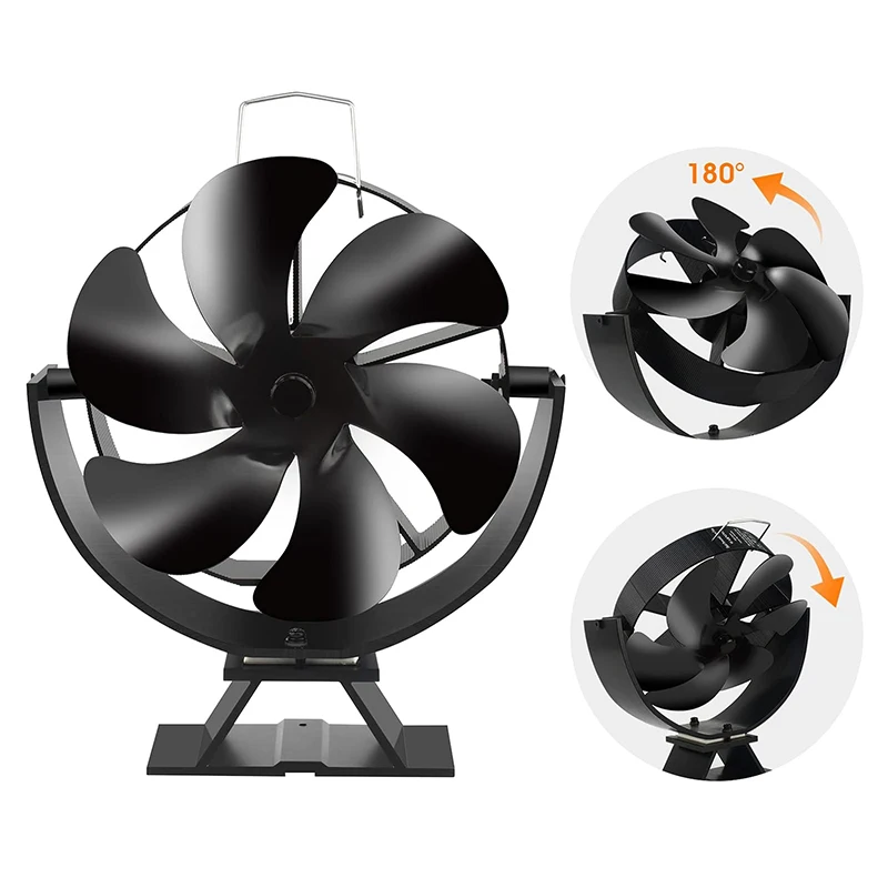 

6 лезвий вентилятор для печи, работающий от тепловой энергии 360, вращающаяся фреза для дерева, эко-вентилятор, тихий эффективный вентилятор для распределения тепла