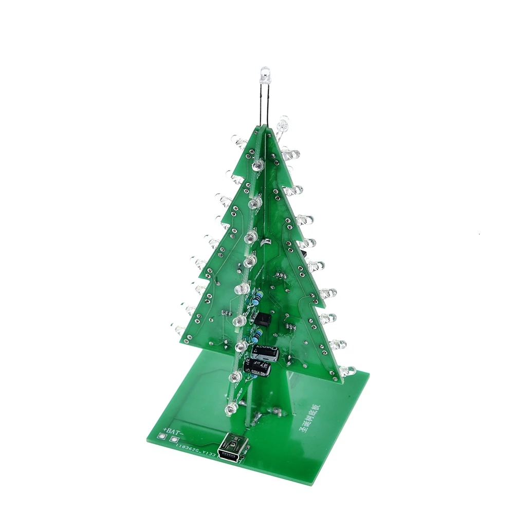Electronic DIY Kit Three-Dimensional 3D Christmas-Tree LED DIY Kit Red/Green/Yellow LED Flash Circuit