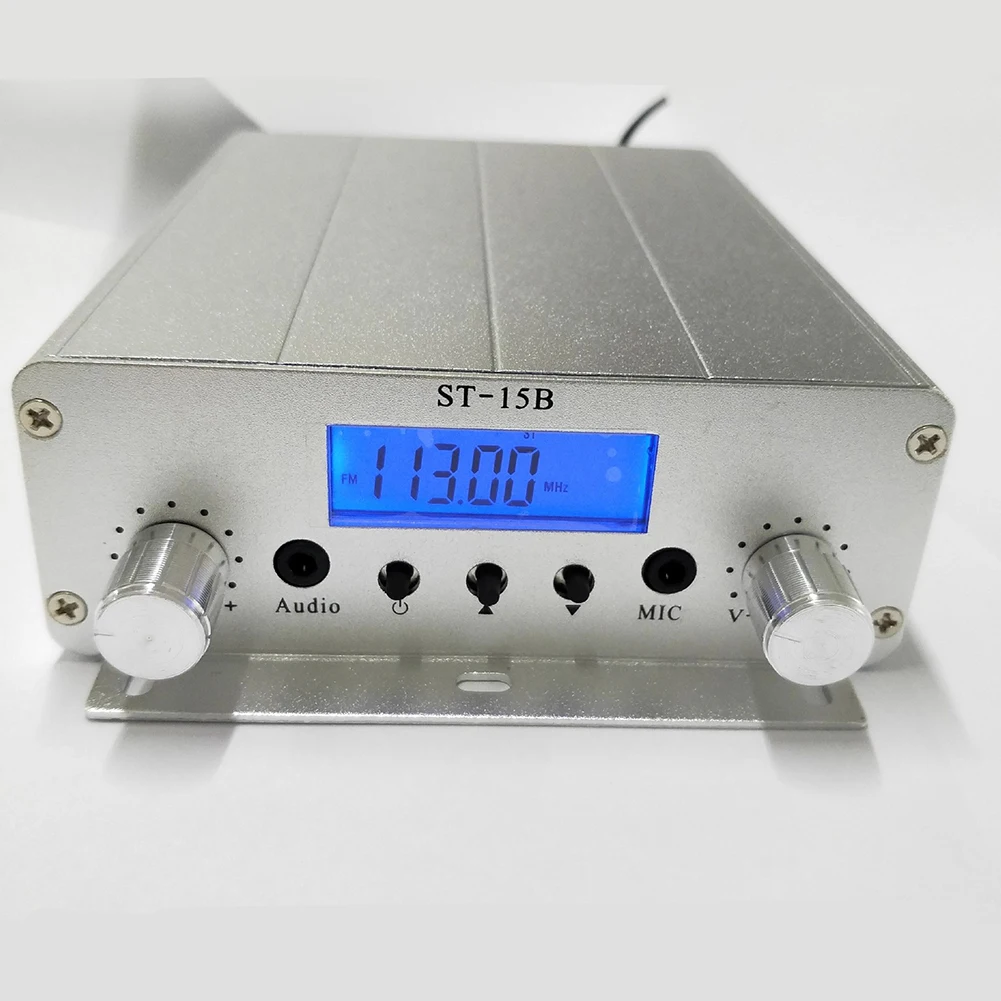 

ST-15B 76-108MHz 15W PLL FM Transmitter For Stereo Broadcast Radio Replacement LCD Display TNC BNC Measuring Tool