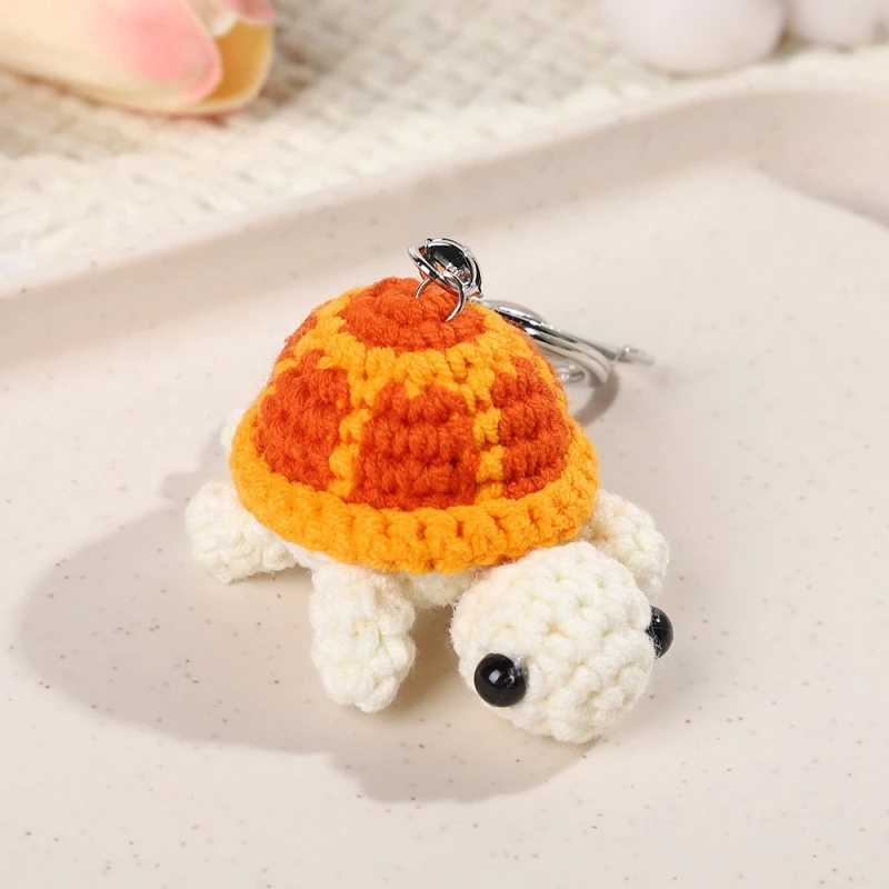 Miniso Funny Handcrafted Crochet Turtle Keychain Yarn-Made Cartoon