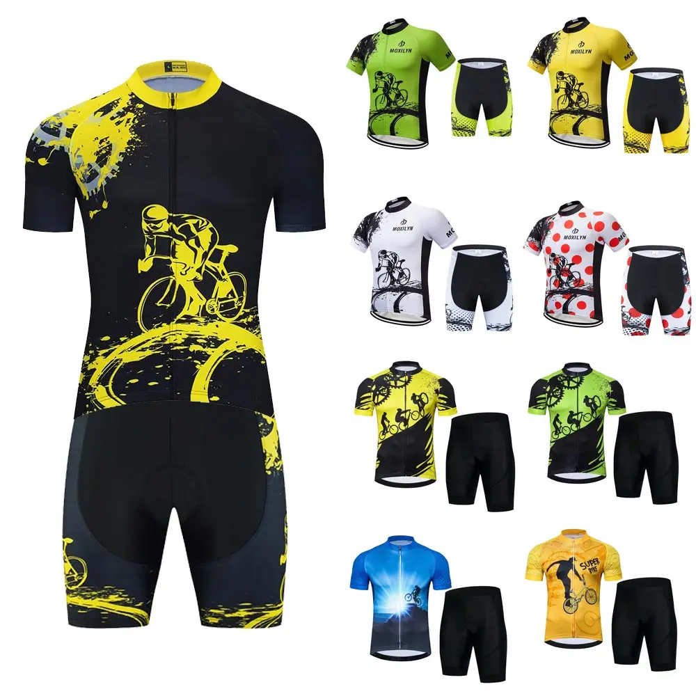 

Мужской комплект из быстросохнущего Джерси для велоспорта, рубашка для шоссейного велосипеда + шорты-комбинезон с 20D гелевой подкладкой, комплект одежды для горного велосипеда