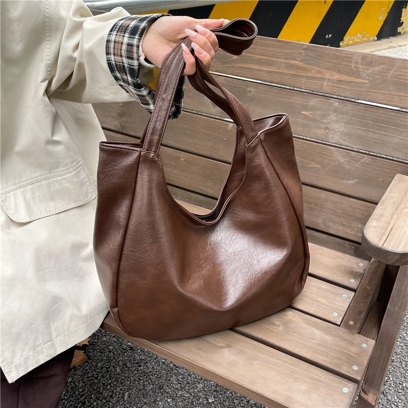 Vintage Pu Leder Tasche Für Frauen Einfache Hohe Kapazität Schulter Tasche apricot bolsa feminina Koreanischen Stil College Buch Tasche Pendeln – Detail 12