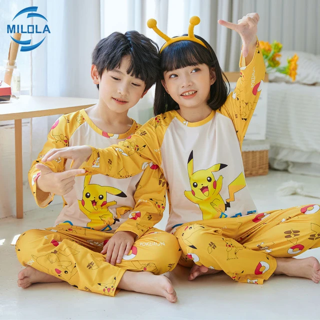 Pikachu-Conjunto de pijamas de niños y niñas, ropa de dormir de manga larga, Mickey, Pokemon, navidad _ - AliExpress Mobile