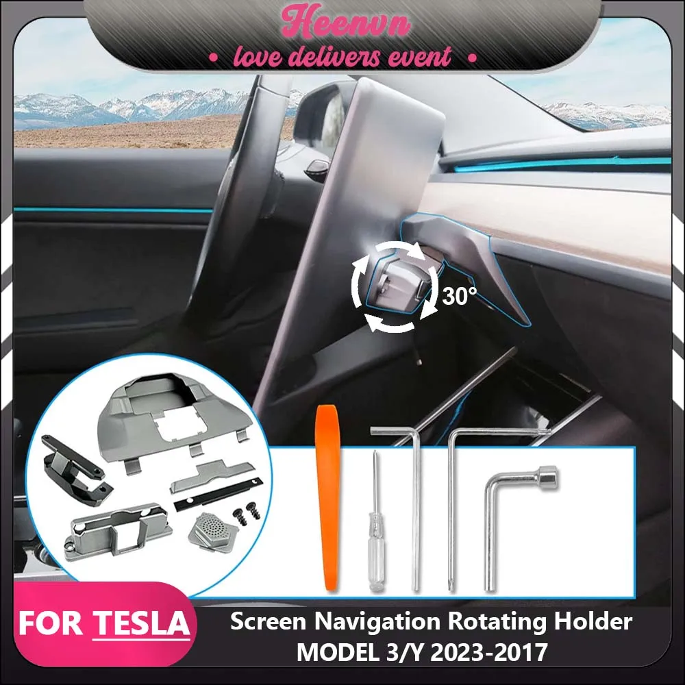 For Tesla Model 3 Y Accessories New Central Control Screen Display Rotation Bracket Car GPS Navigation Holder Swivel Mount