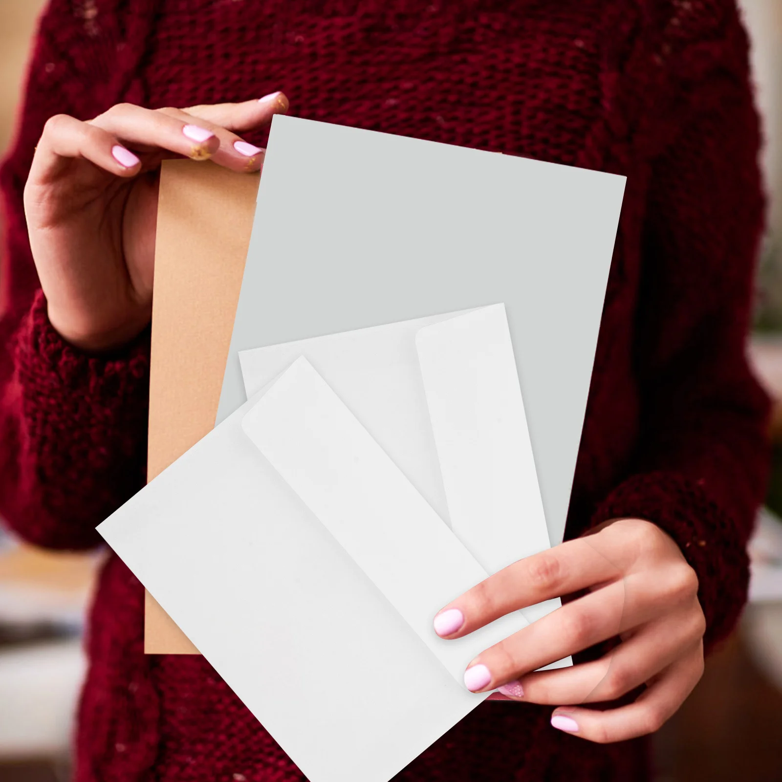 50Pcs A2 Size Self Adhesive Envelopes Plain White Letter Envelopes for Invitation Cards Personal Notes Cash Saving Document