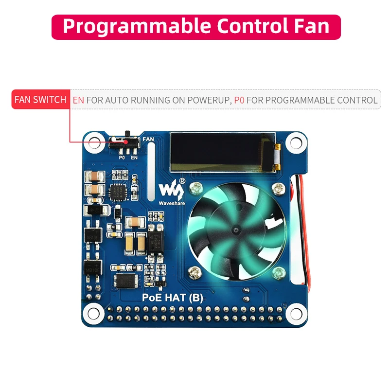 Raspberry pi Poe Hat 802.3af Power Over Ethernet Placa de Expansão com Ventilador Refrigeração Temperatura Oled para Raspberry pi 3b Mais 4b - Imagem 5