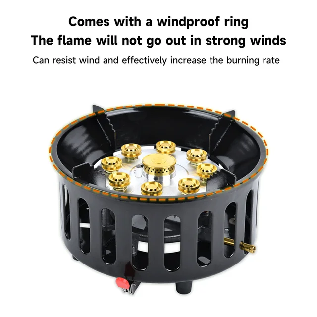 9-Core Camping Stove High-Power Strong Fire Portable Tourist Gas Burner Windproof Electronic Ignition Camping Equipment 2