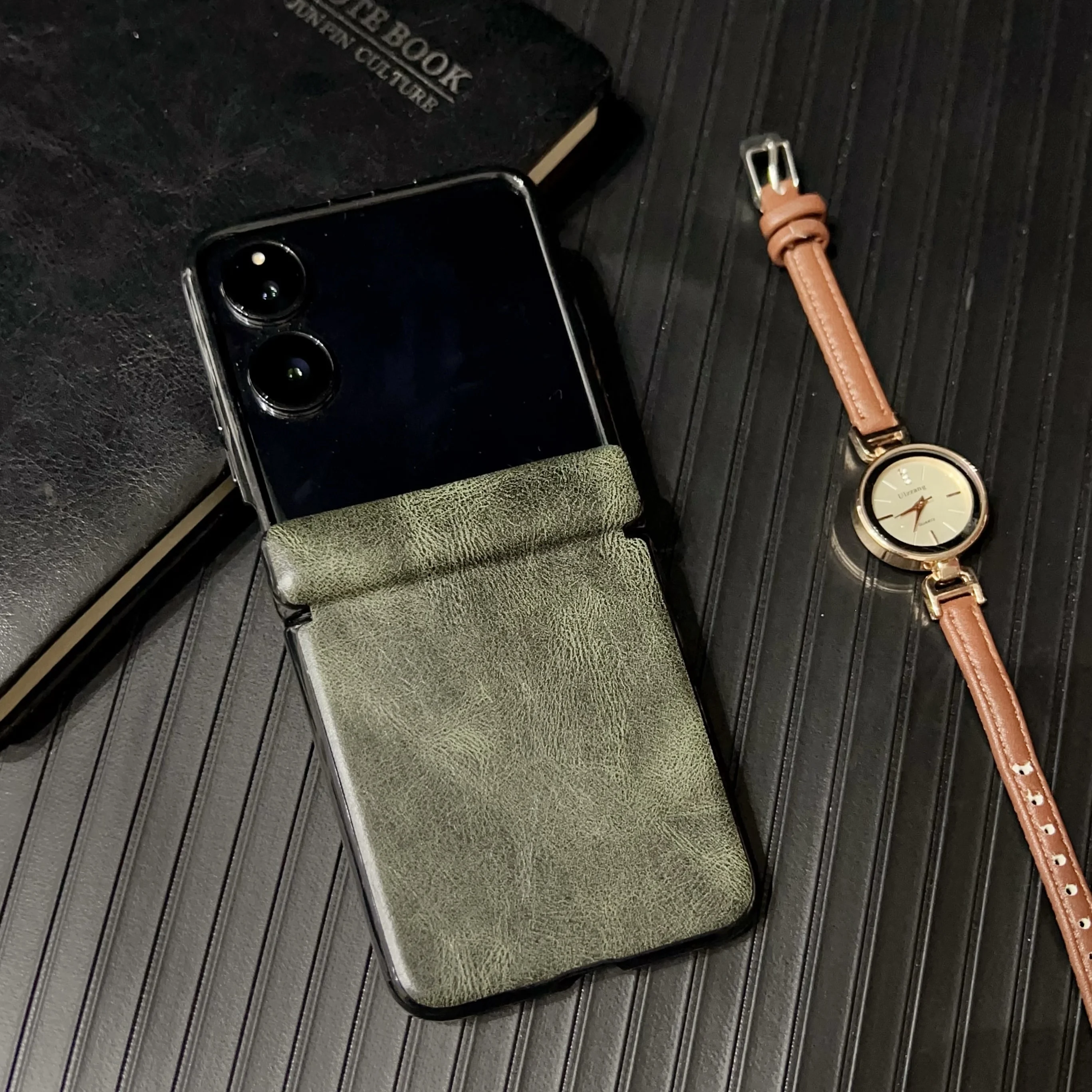Luxury Faux Leather Magsafe Hinge Case For Xiaomi MIX Flip MIXFlip Case Folding Shockproof Protective Hard Cover Accessories 5