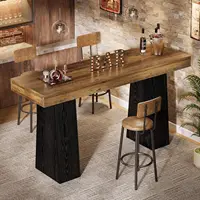 63-Inch Bar Height Table, Wood Rustic Counter Height Table, Rectangular Home Bar with Thickened Tabletop and Sturdy, Customized 6