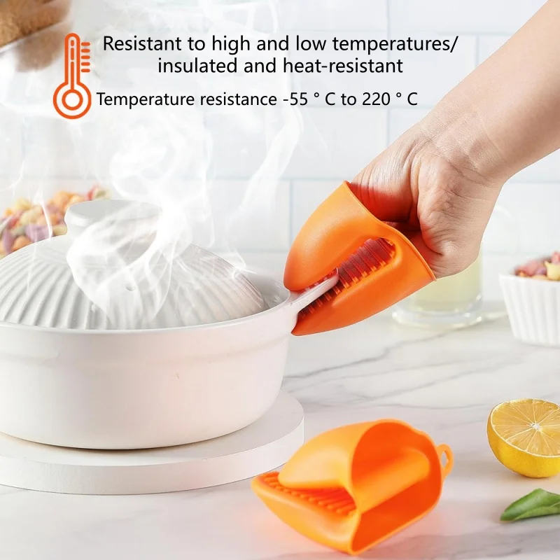 2pcs Oven Mitts Silicone Heat Resistant Pinch Mitts Anti Scalding Non Slip Gloves Clips Pot Holder Cooking Baking Oven Mitts