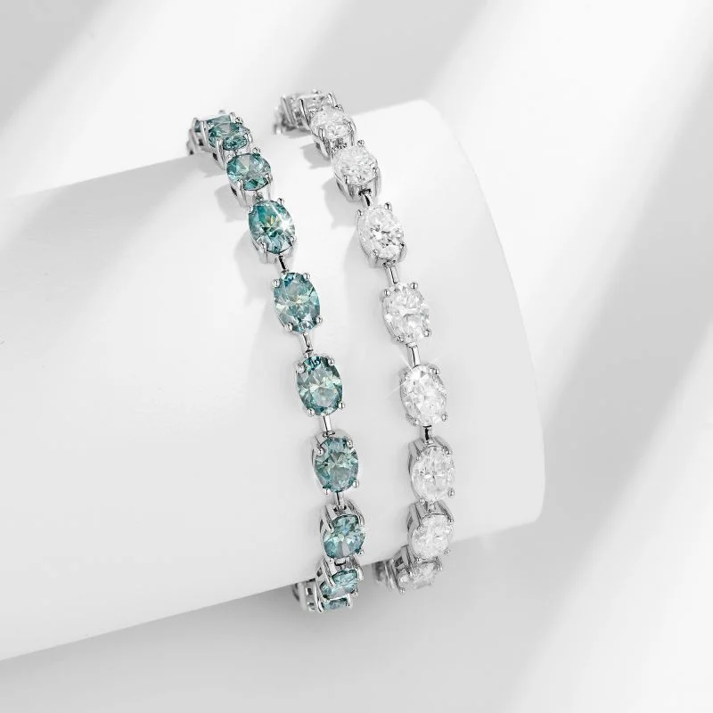 OEVAS 5*7MM 1CT D Color Full White Blue Green Moissanite 100% 925 Sterling Silver Bracelet For Women With GRA Party Fine Jewelry 3