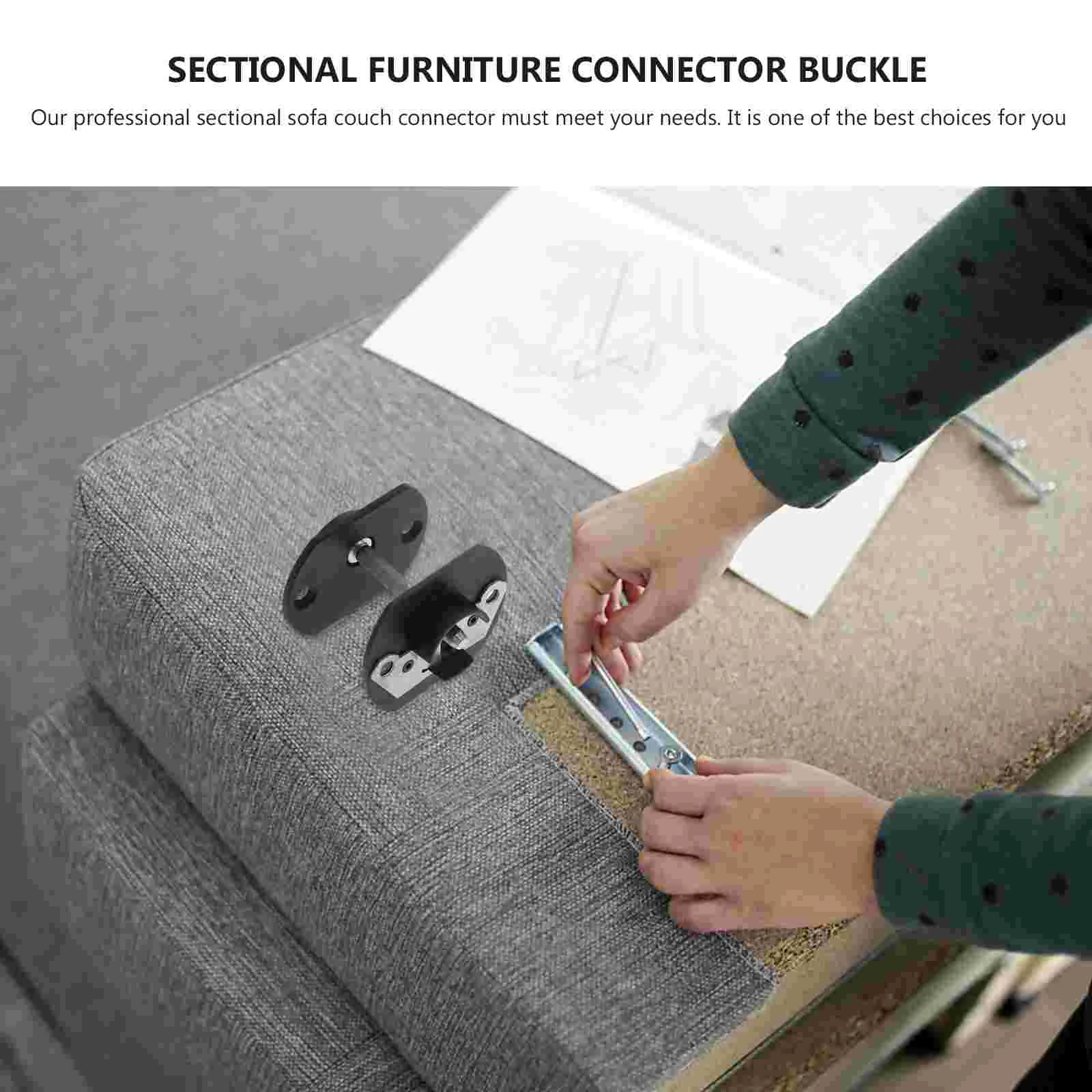 4 Sets Connection Buckle Frame Hooks Connector Pin-style Furniture Iron Sectional Couch Connectors