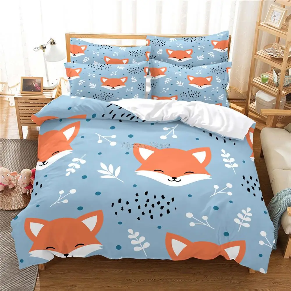 3d Little Fox Bedding Set Queen Bedding Duvet Cover Set Bedding Set Bed
