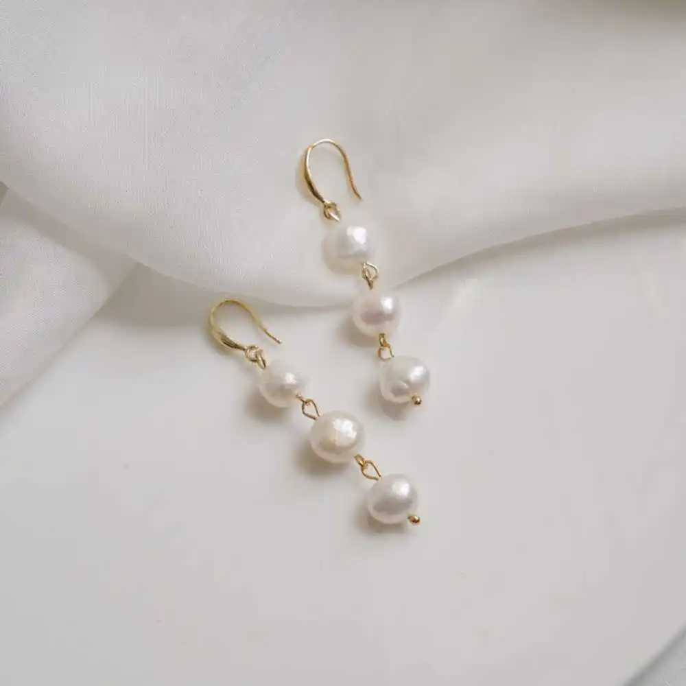 

Natural Freshwater Pearl Earrings 18k Hook Eardrop Gift New Year Lucky FOOL'S DAY Holiday gifts Freshwater Thanksgiving Party