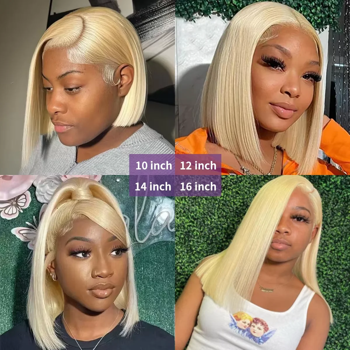 200% #613 Bob Honey Blonde Straight Blonde 13x4 Lace Frontal Wigs HD Transparent Brazilian Pre Plucked Lace Front Human Hair Wig