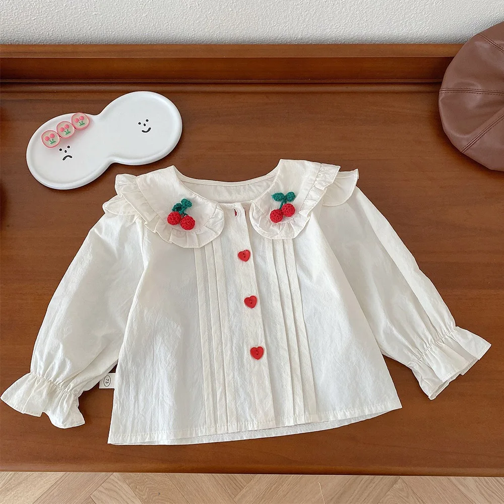 

Рождественские топы и блузки для маленьких девочек 100% хлопок цветочный воротник Питер Пэн принцесса на день рождения детская одежда для малышей с длинным рукавом Шир
