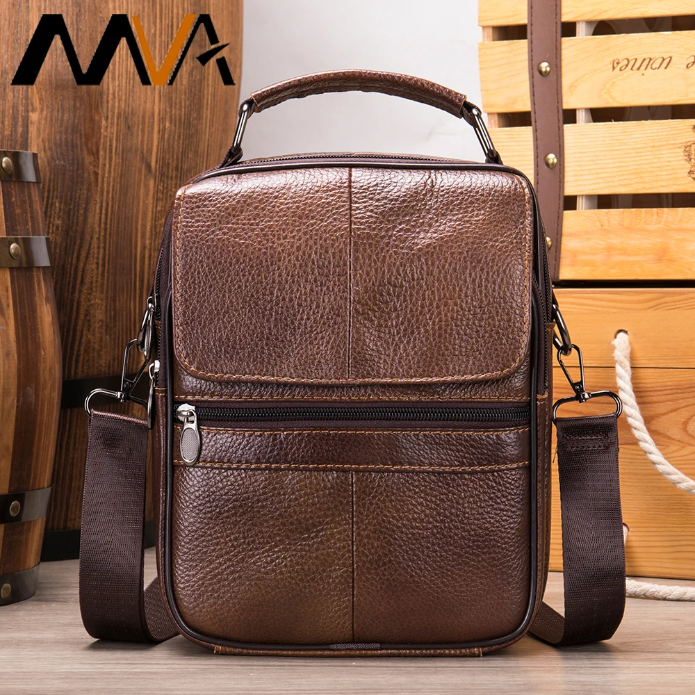 MVA Retro Men's Bag Genuine Leather Man Bags For Man Messenger Crossbody Shoulder Bag Husband Men Shoulder Strap Handbag   6037