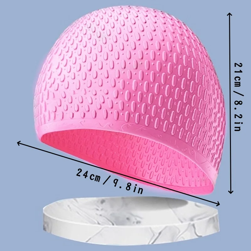 Unisex Silicone Swimming Cap Large Bathing Caps for Long Hair Professional Waterproof Ear Protection Provides High Elasticity 3