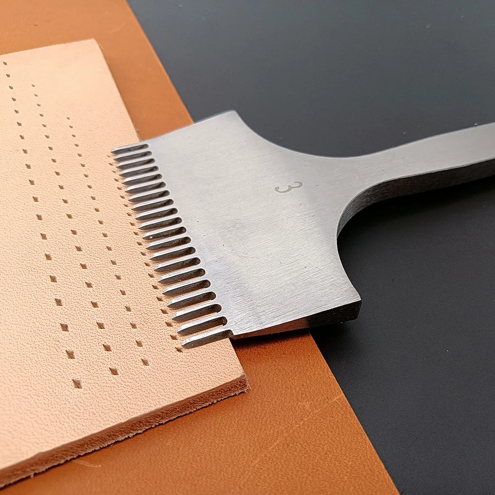 Leather Craft Diamond Shpae Pricking Iron 4MM 20Prongs Stitching Punch Chisel Hand Tools High Quality Handcraft Sewing DIY