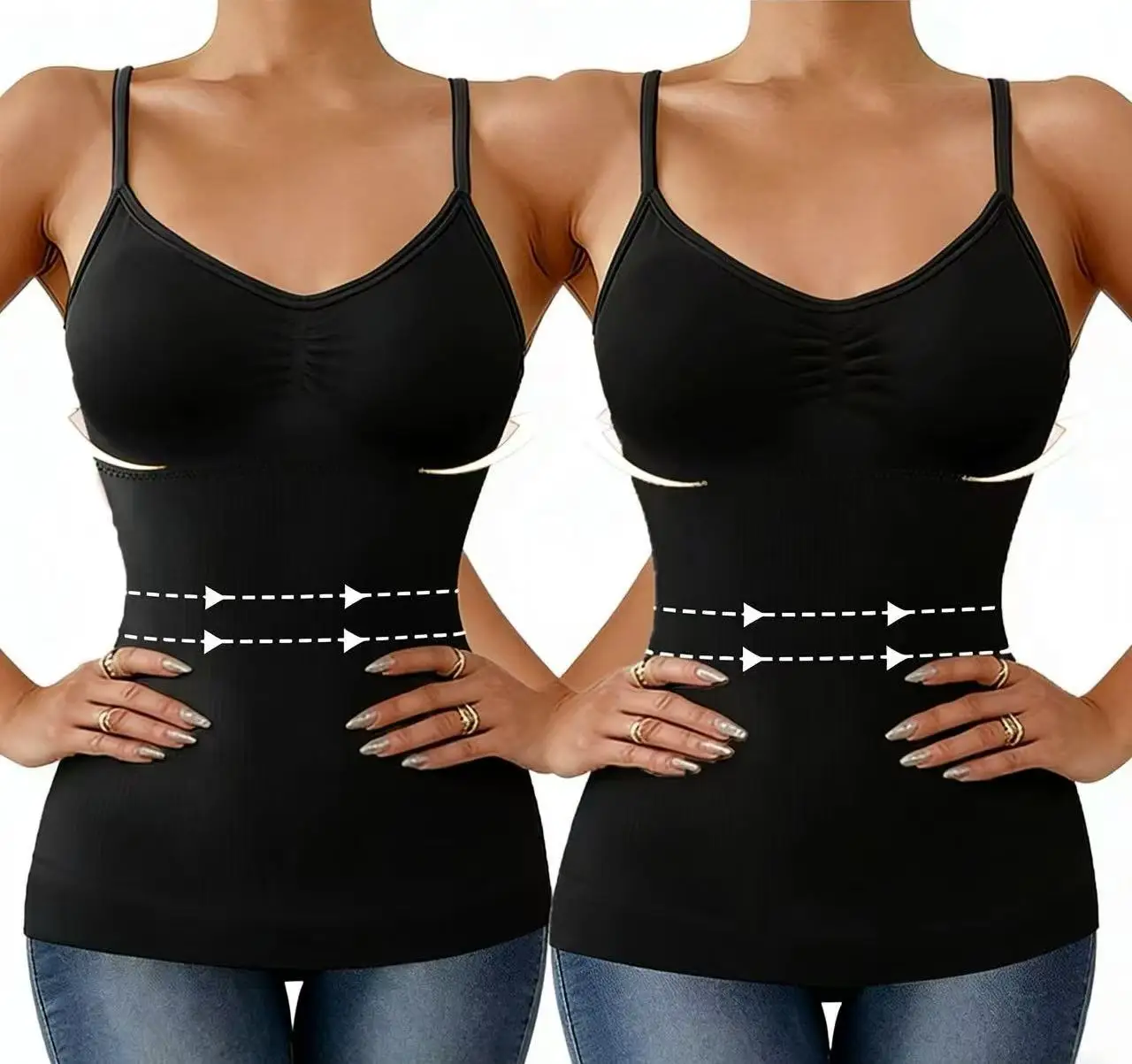 Camisola transpirable para mujer, 2 uds., Tops moldeadores con control de abdomen, sujetador incorporado, camiseta sin mangas moldeadora, corsé adelgazante