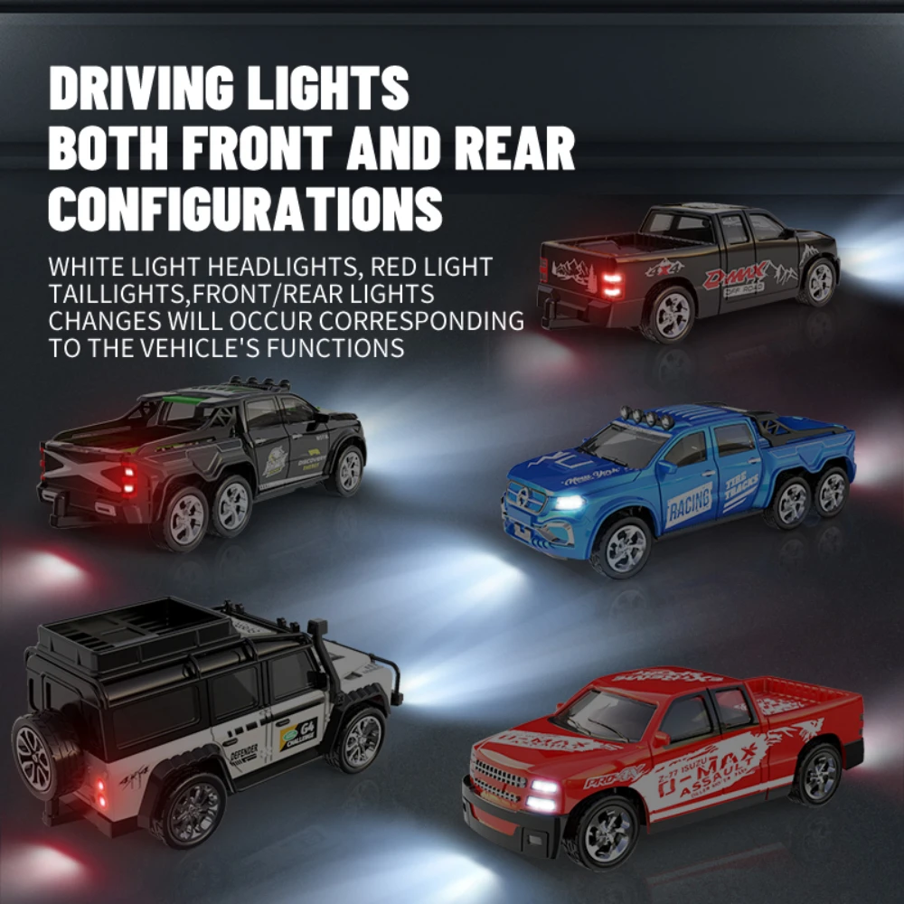 2.4G RC Car 1/64 Alloy Mini Remote Control Off-Road Car Model with Light Simulation Car Model Remote Control Toy Gift 4