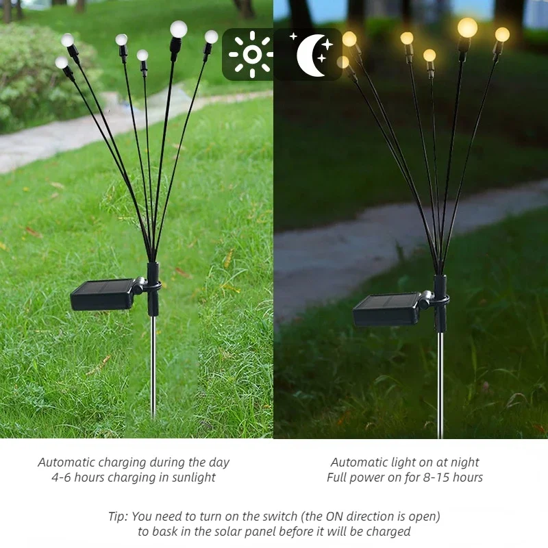 Solar swaying firefly lights garden decoration