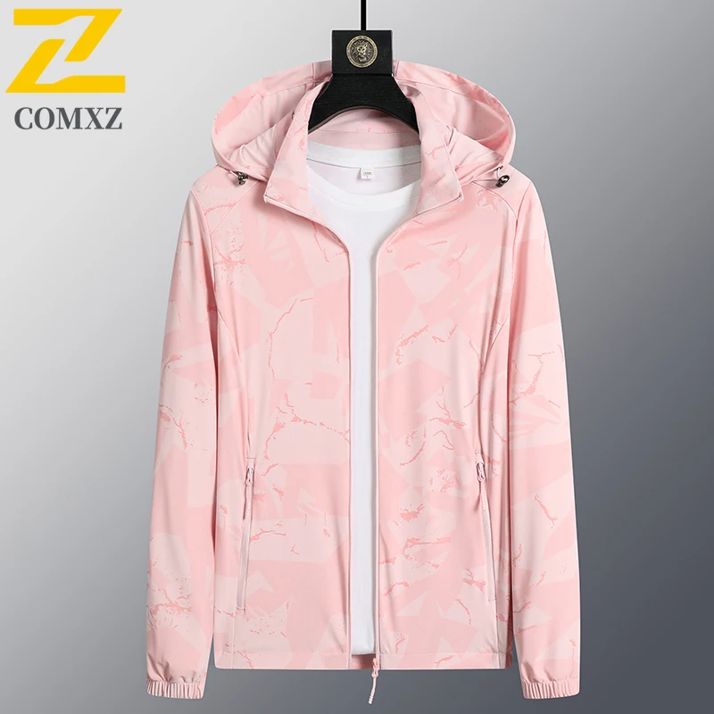 COMXZ Windbreaker  Men's viscose filament Jacket Waterproof Windproof Hooded Outdoor Coat for Hiking Camping Fishing Trekking