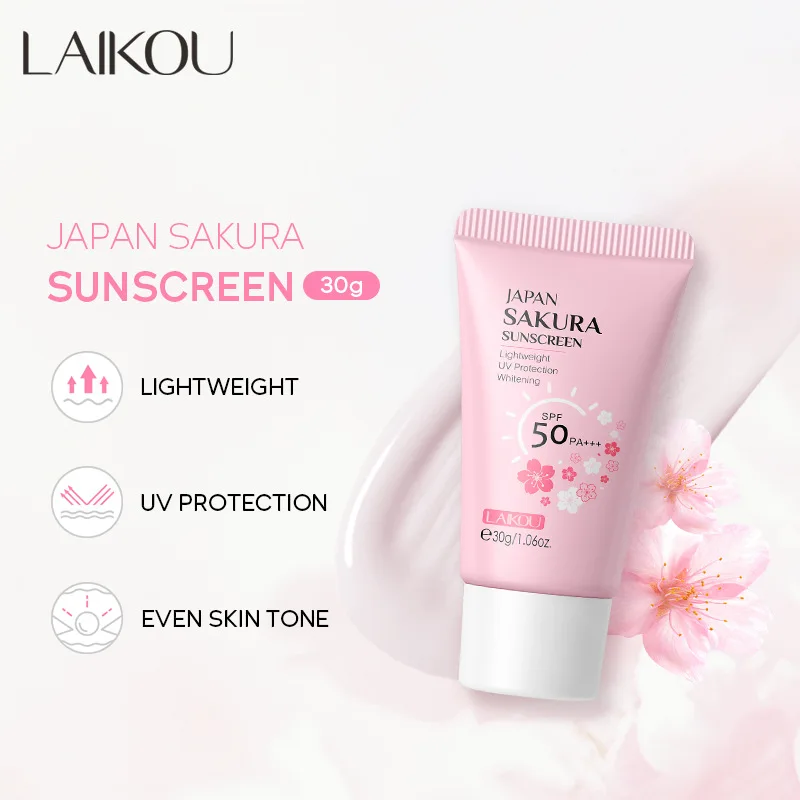 1PC NEW Sakura Cream Korean Sunscreen Protector Facial Sun Blocker Spf50 Isolation Lotion Cream Brightening Moisturizer 30g