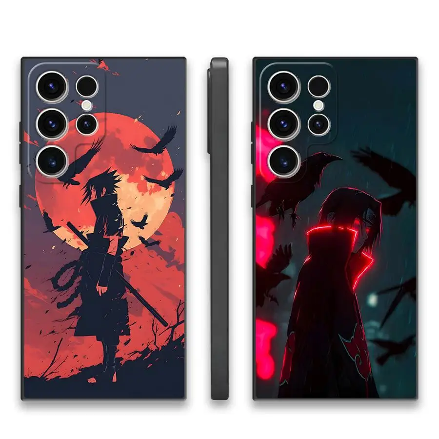 Black Soft Phone Cover Case with Handsome Red Uchiha Itachi Design
