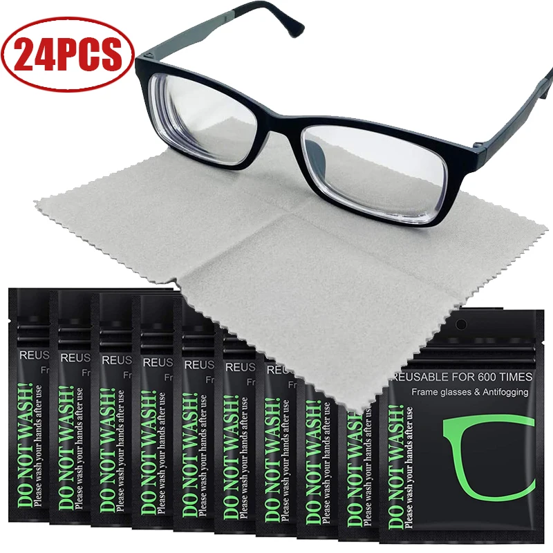 24pcs Reusable Antifog Wipes Glasses Premoistened Antifog Lens Cloth
