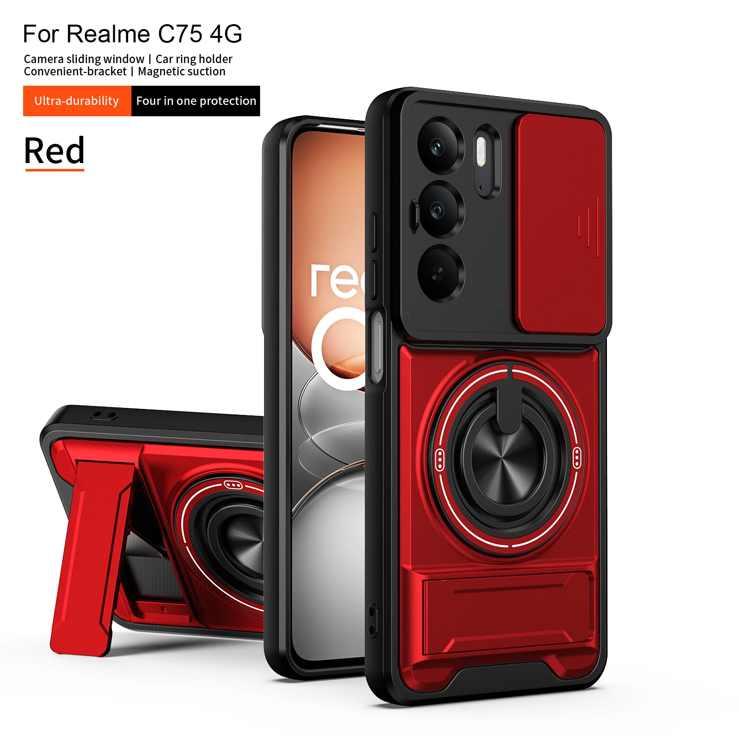 Magnetic Holder Military Armor Camera Phone Case Cover