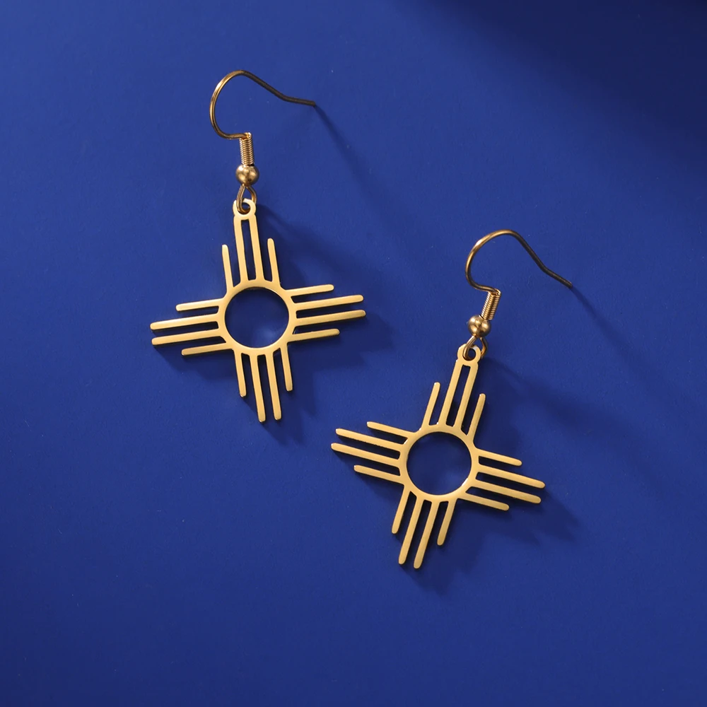 Dawapara zia sun symbol ohrringe für frauen männer new mexico symbol heilung wärme amulett edelstahl schmuck – Detail 10