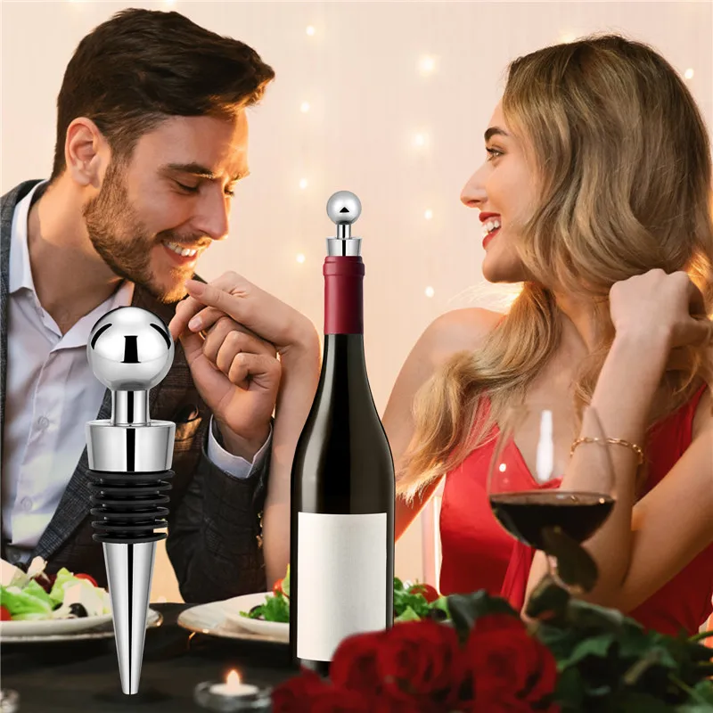 2 teile/satz Silber Flaschenverschluss Runde Kugel Form Champagner Saver Home Bar Zubehör Wein Stopper Gadget für Hochzeit Club Party – Detail 4