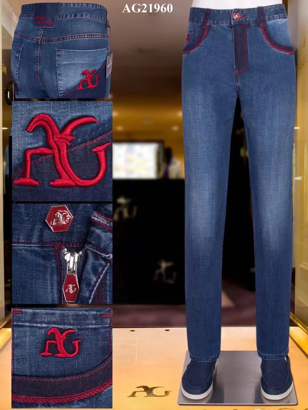 

BILLIONAIRE OECHSLI Jeans Cotton thin men 2023 summer new business Casual zipper embroidery high quality big size 31-40