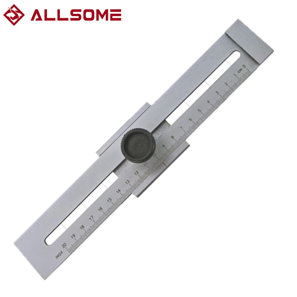 ALLSOME-탄소강 200mm/250mm/300mm, 목공 측정 나사, 절단 마킹 게이지, 스크레이퍼 눈금자, 목공용 DIY 도구