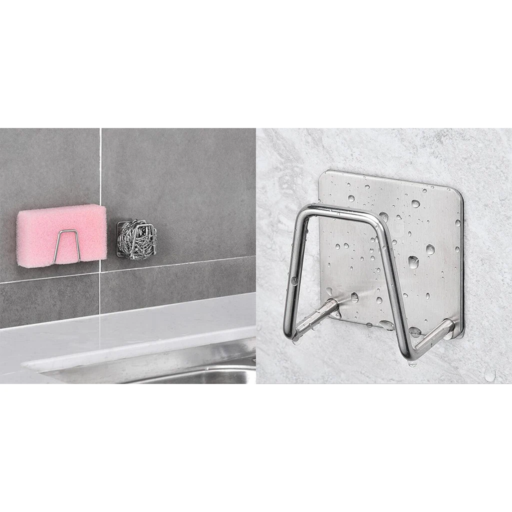 2 Holder, Wall Mount Hooks Hanger Sponge Soap Scrubbers Holder