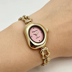 Chic Oval Dial Women's Watch with Chain Bracelet - Simple, Versatile, and Elegant - No (Gold Powder)