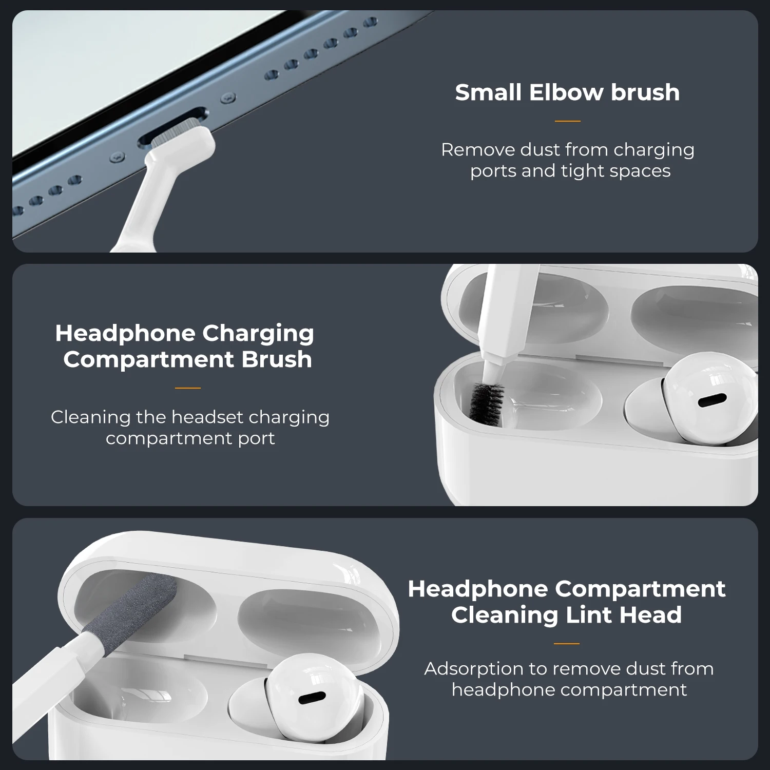 K&F CONCEPT Kit di Pulizia per Tastiera e Fotocamera 20 in 1 con Penna per Pulizia Auricolari, Spugna in Feltro, Soffiatore d'Aria, Spazzole per Schermo e Lenti del Telefono - immagine 5