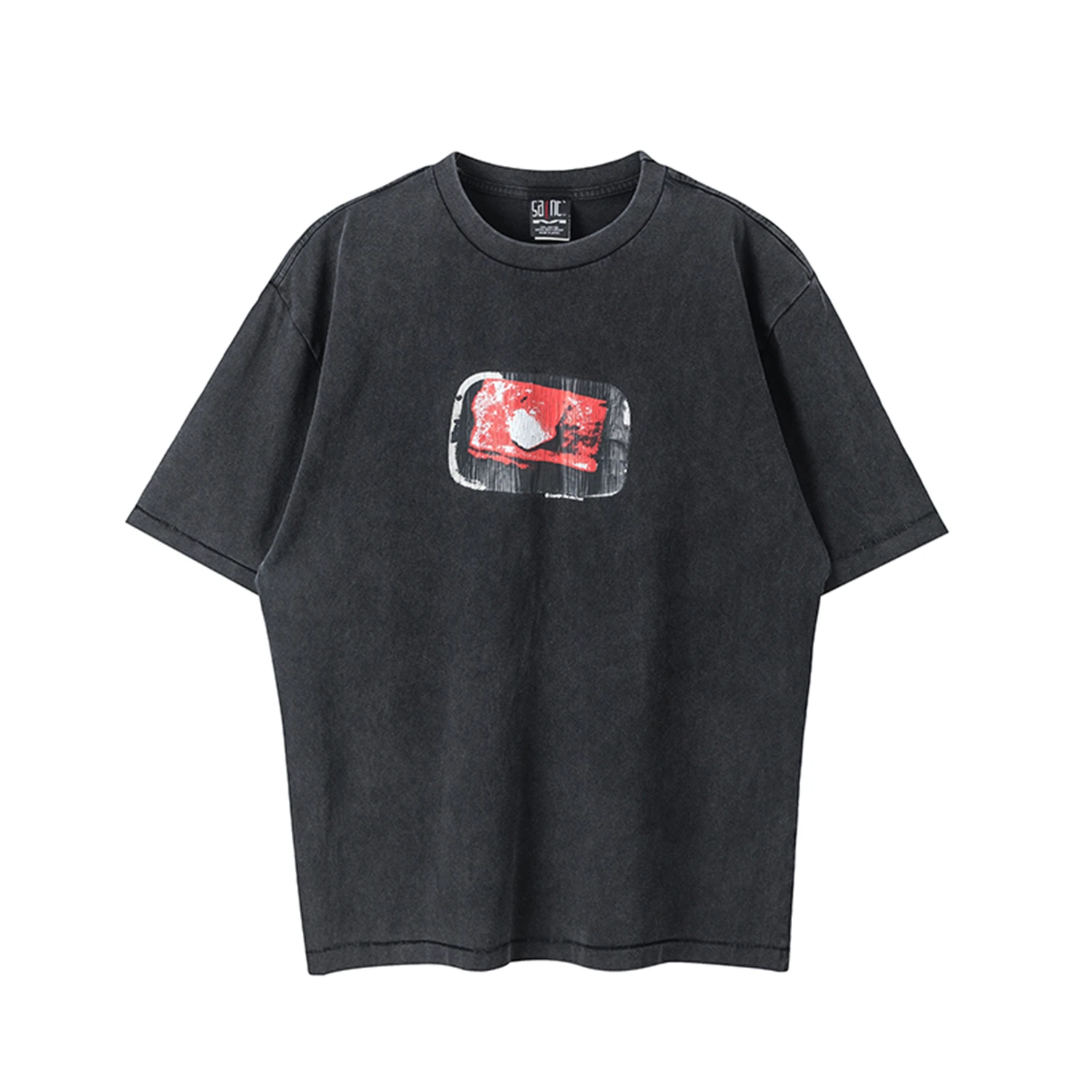 Camiseta holgada informal de algodón de alta calidad con manga corta y lavado japonés de estilo callejero de estilo vintage de 24 SS Ape Man de gran tamaño con estampado premium