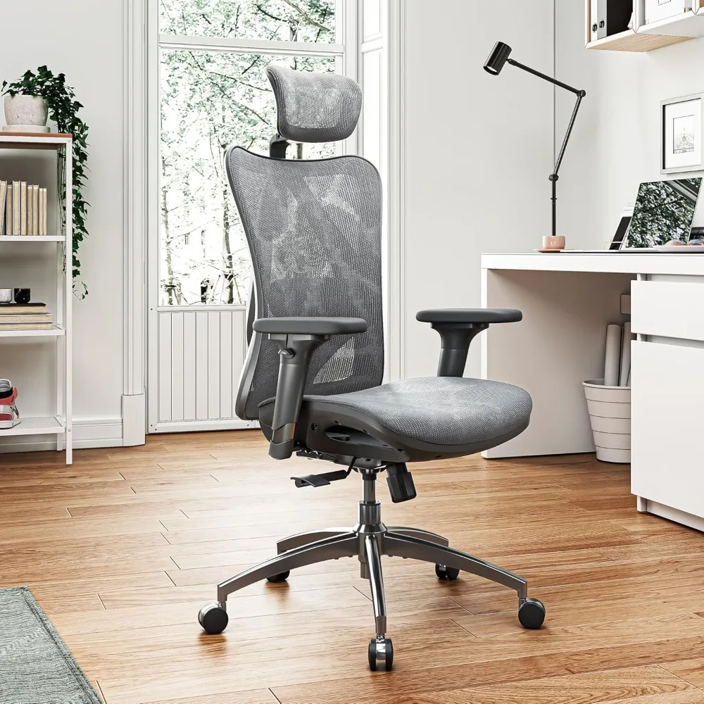 M57 Ergonomic Office Chair with 3 Way Armrests Lumbar Support and Adjustable Headrest High Back Tilt Function Grey 2
