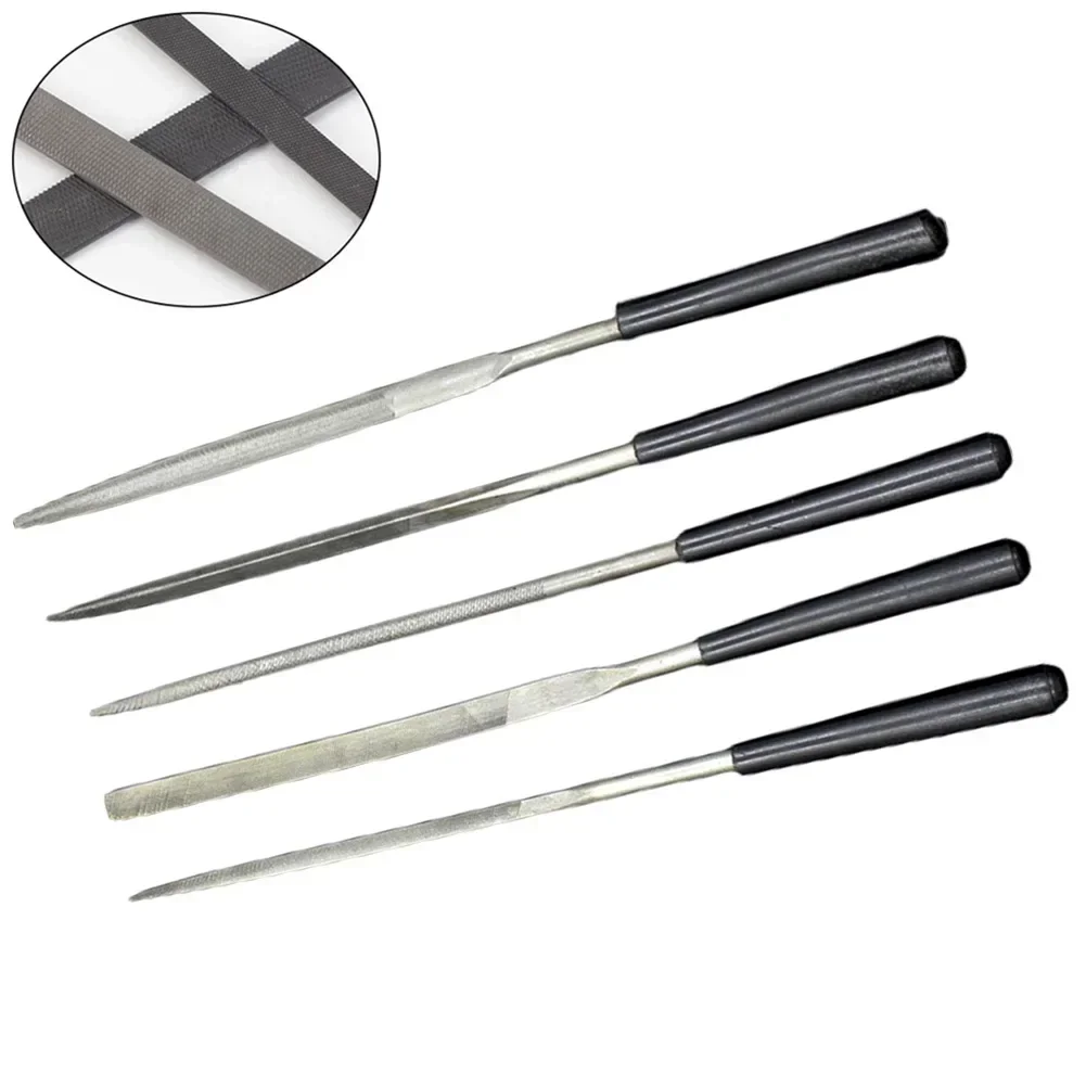 Flat 3x140mm Handle Needle Nonslip Tools Metal Silver Black Files Triangle Diamond Diamond For Glass Hand For