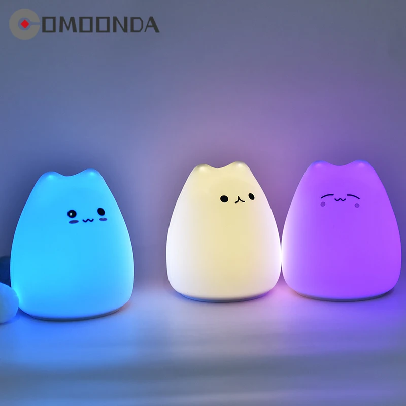 

LED Animal Shape Atmosphere Night Lights Battery Rechargeable Portable Silcone Children Desk Lustre RGB Bedroom Decoration Lamps