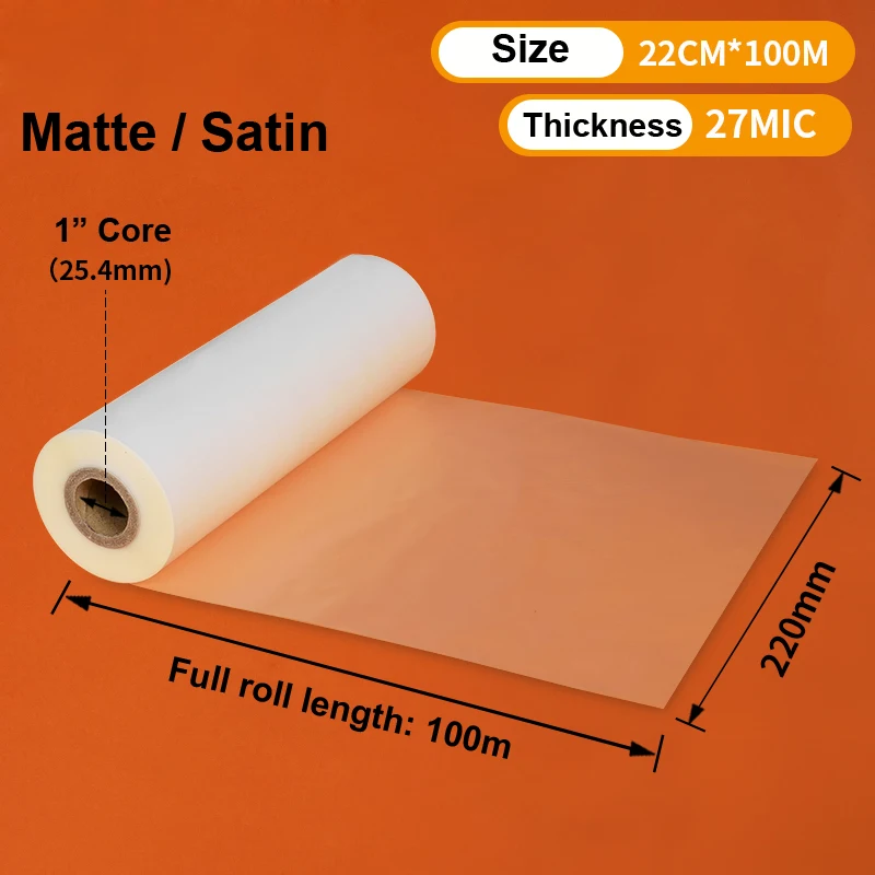 1 Roll Satijnen Matt Glossy 220Mm X 100M 25Mic 27Mic 28 Mic 1 