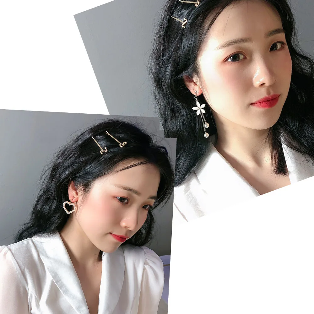 Ear Clip Earrings Exquisite Hollow Imitation Pearl Design Clip On Earrings Women's Tassel Long Clip-On Earrings Non-Pierced