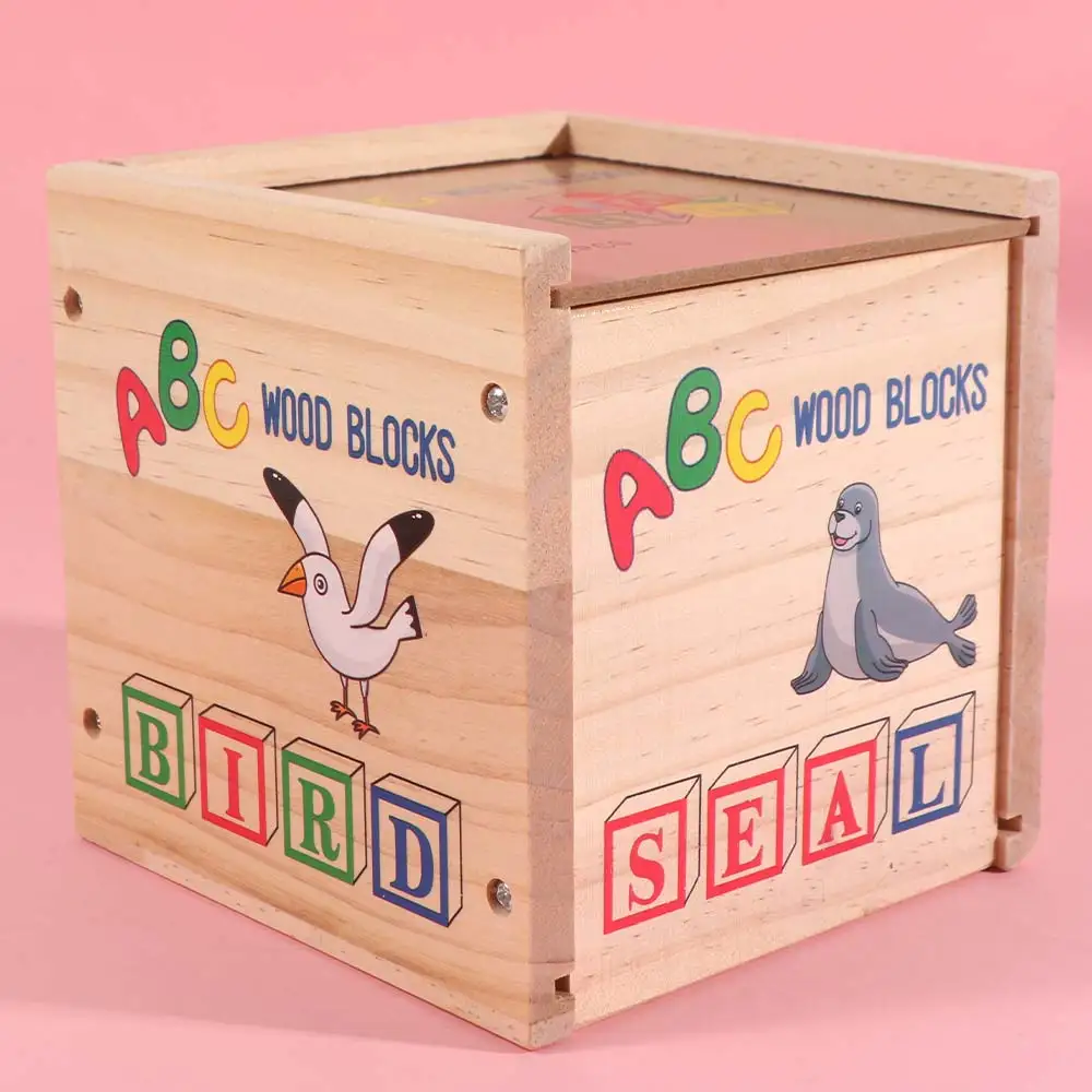 Cognition Learning Wooden Building Blocks Alphabet & Number Early Education Letter Cognitive Toys Cartoon ABC Letter