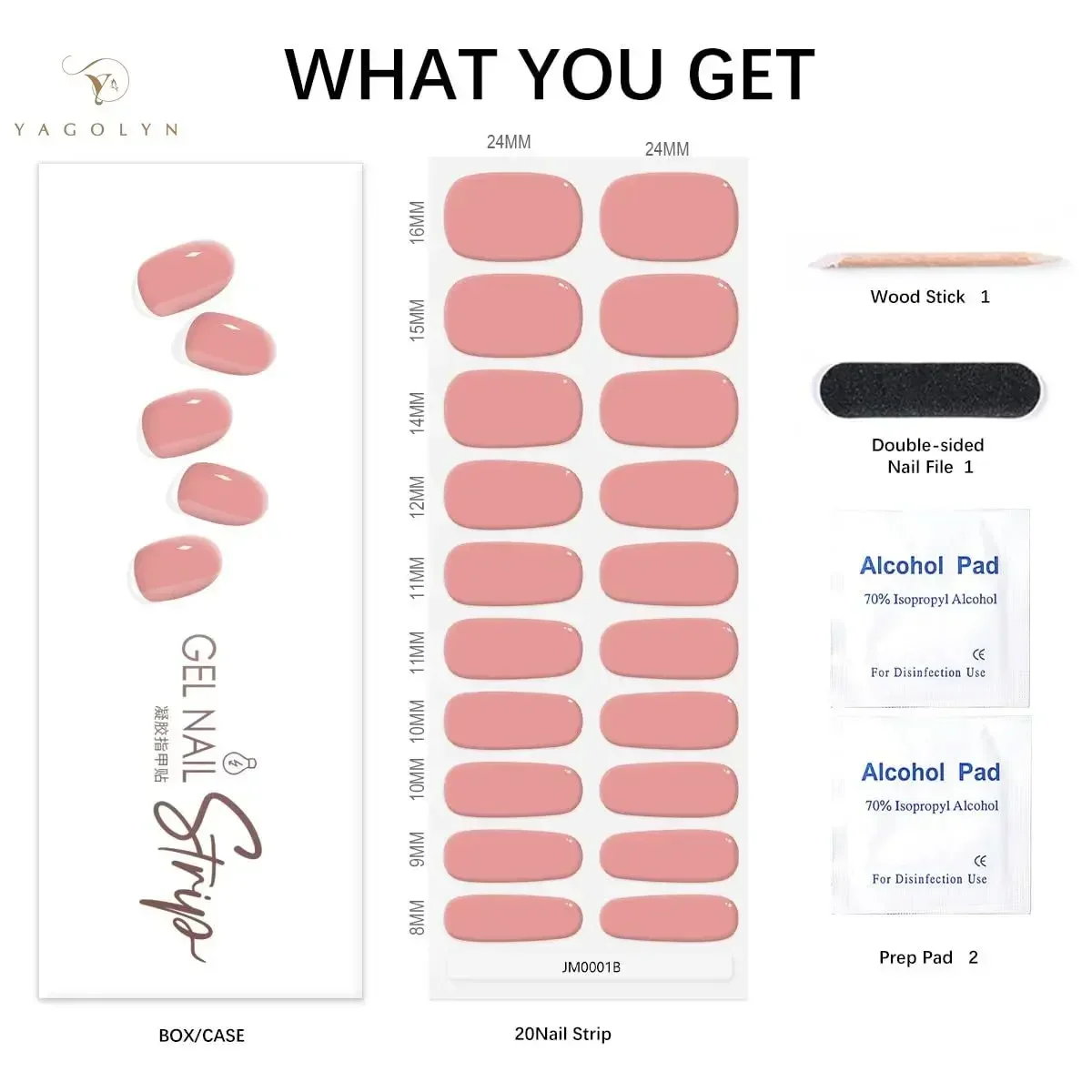 20Tips UV Gel Nail Stickers Works with Any Nail Lamps Gel Wraps for Nails Salon-Quality Long Lasting Pure Color French Tips