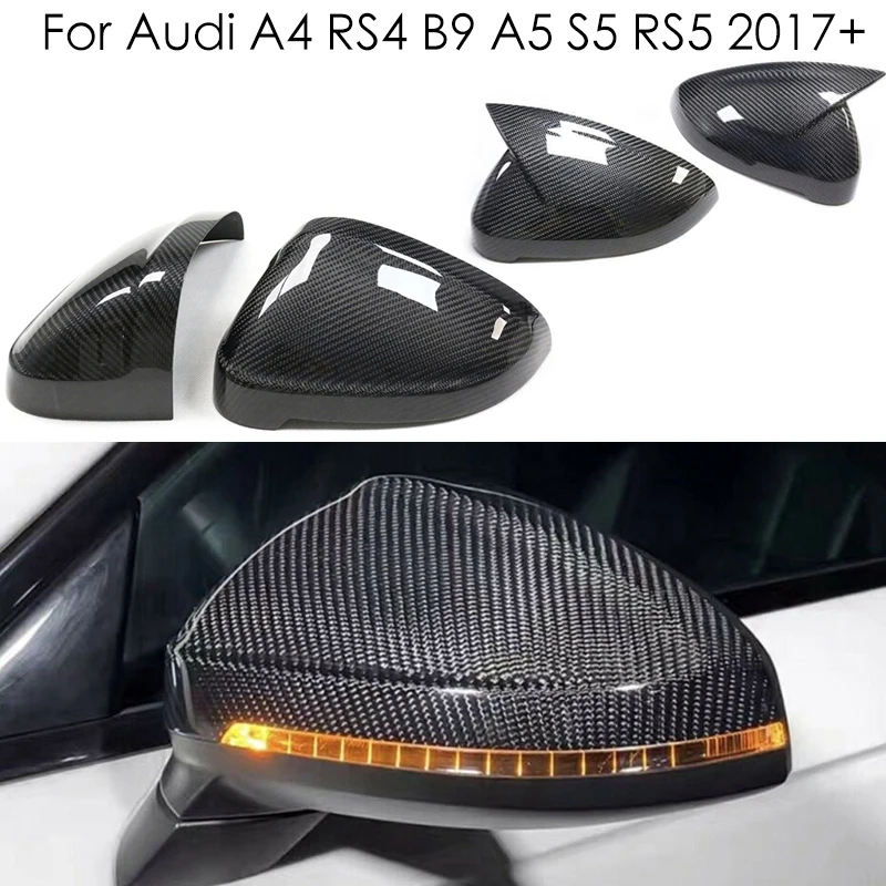 2pcs Real Carbon Fiber Car Wing Mirror Covers Rear View Mirror Car Styling For Audi A4 S4 Rs4 B9